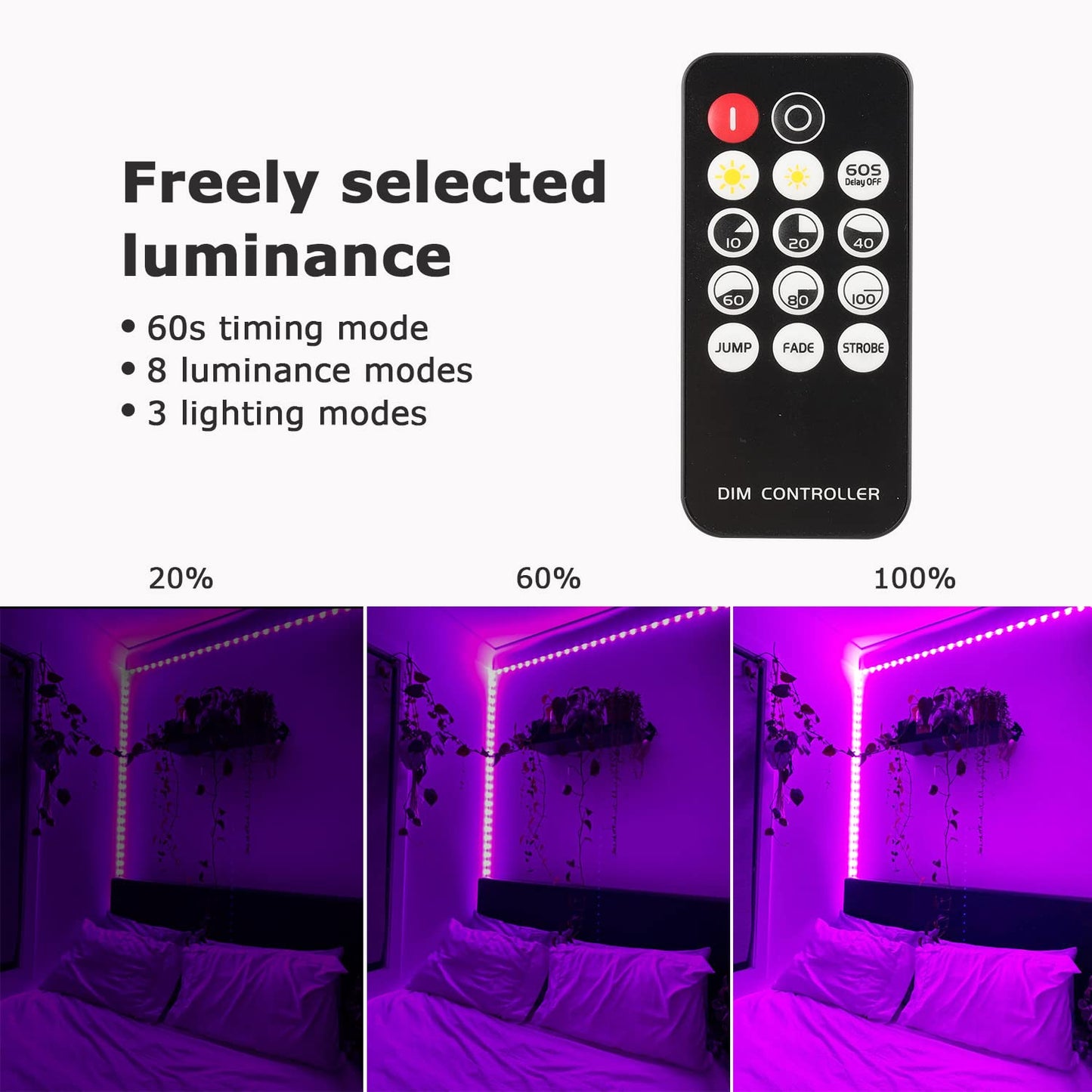 PIZHLO Upgraded 33ft/10M LED Black Light Strip Set with Remote, 600 LEDs, 12V Self-Adhesive Dimmable Black Light Fixture, for Dance Parties, SMD2835 LED Lamp Beads, Non-Waterproof