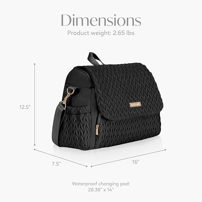 Hannah & Sophia Belle Convertible Baby Diaper Backpack & Bag in Black, Large Size, Dual Sided Water Resistant Changing Mat Included, Detachable Shoulder Straps, Easy To Use