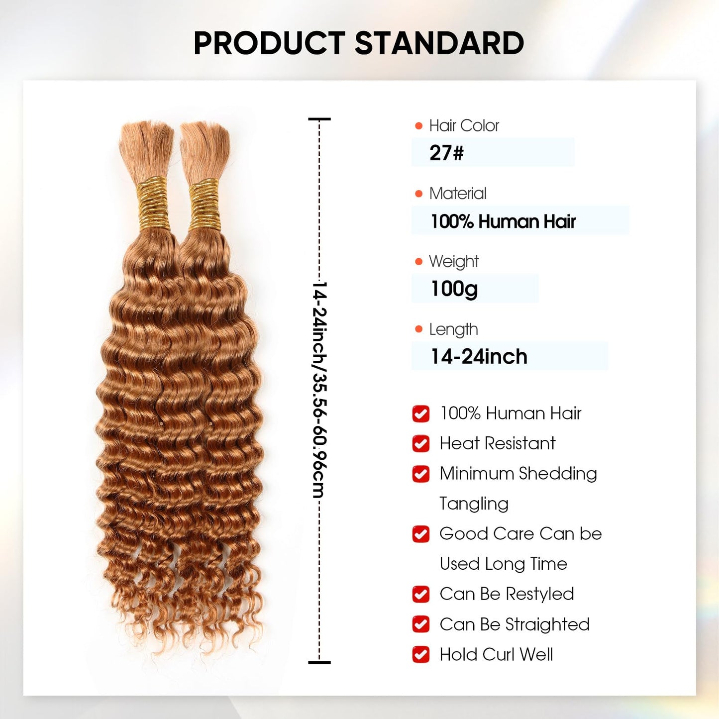 Human Braiding Hair 16 Inch 100g Honey Blonde Deep Wave Bulk Hair for Braids No Weft Curly Bundles Human Hair Extensions for Boh