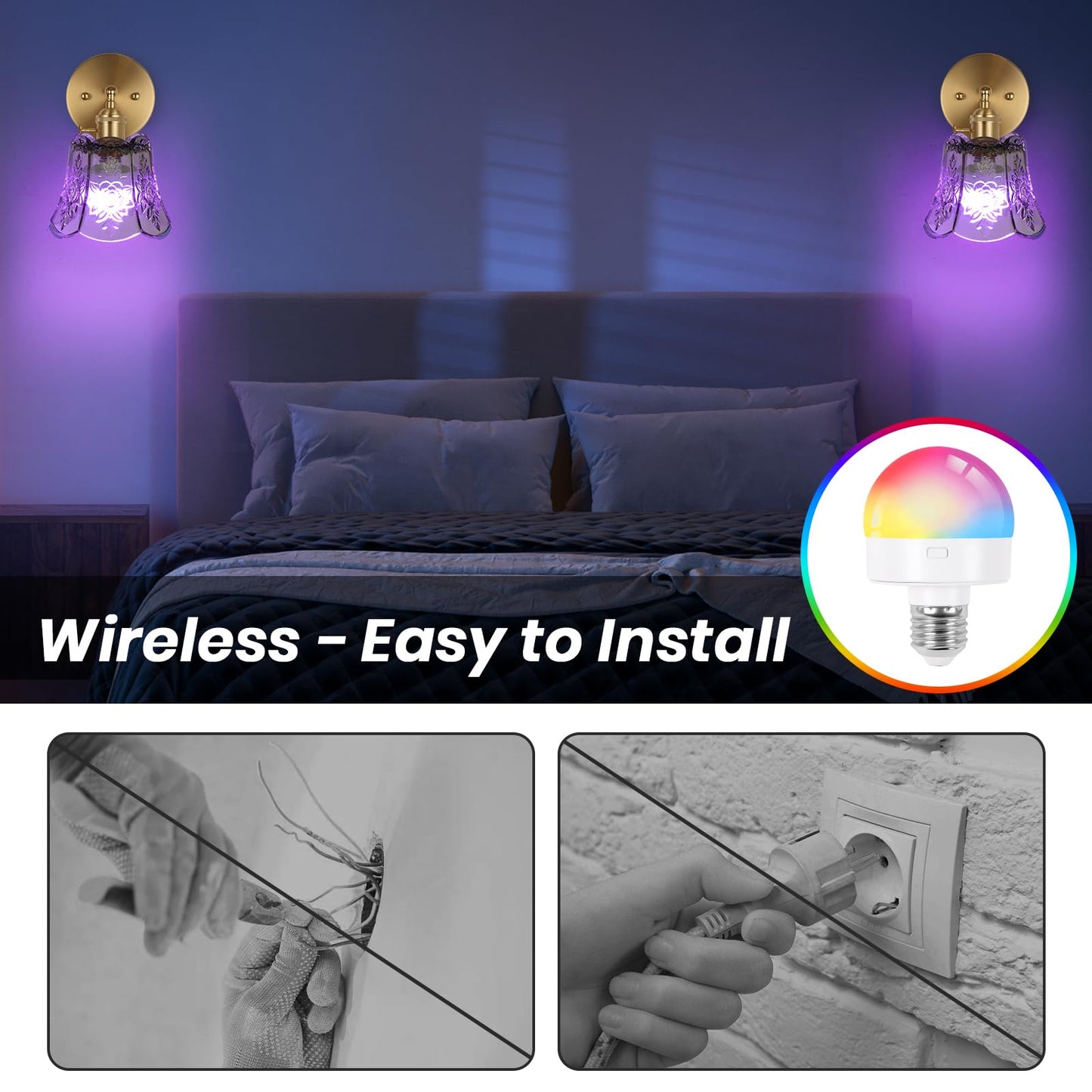 EIDEARAY Battery Operated Wall Sconce, Wireless RGB Dimmable LED Light, Vintage Design, Deep Green