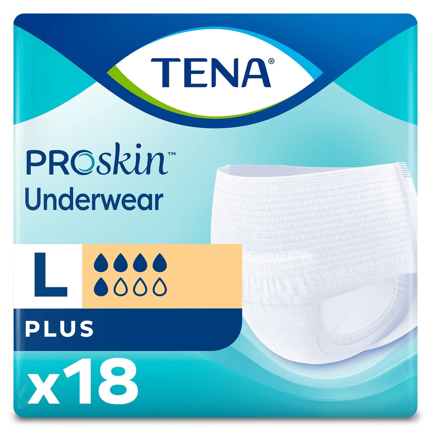 TENA ProSkin Plus Disposable Underwear Pull On with Tear Away Seams Large, 72633, 18 Ct