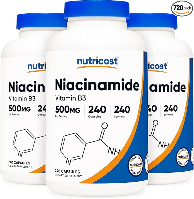 Nutricost Niacinamide (Vitamin B3) 500mg, 240 Capsules (3 Bottles)