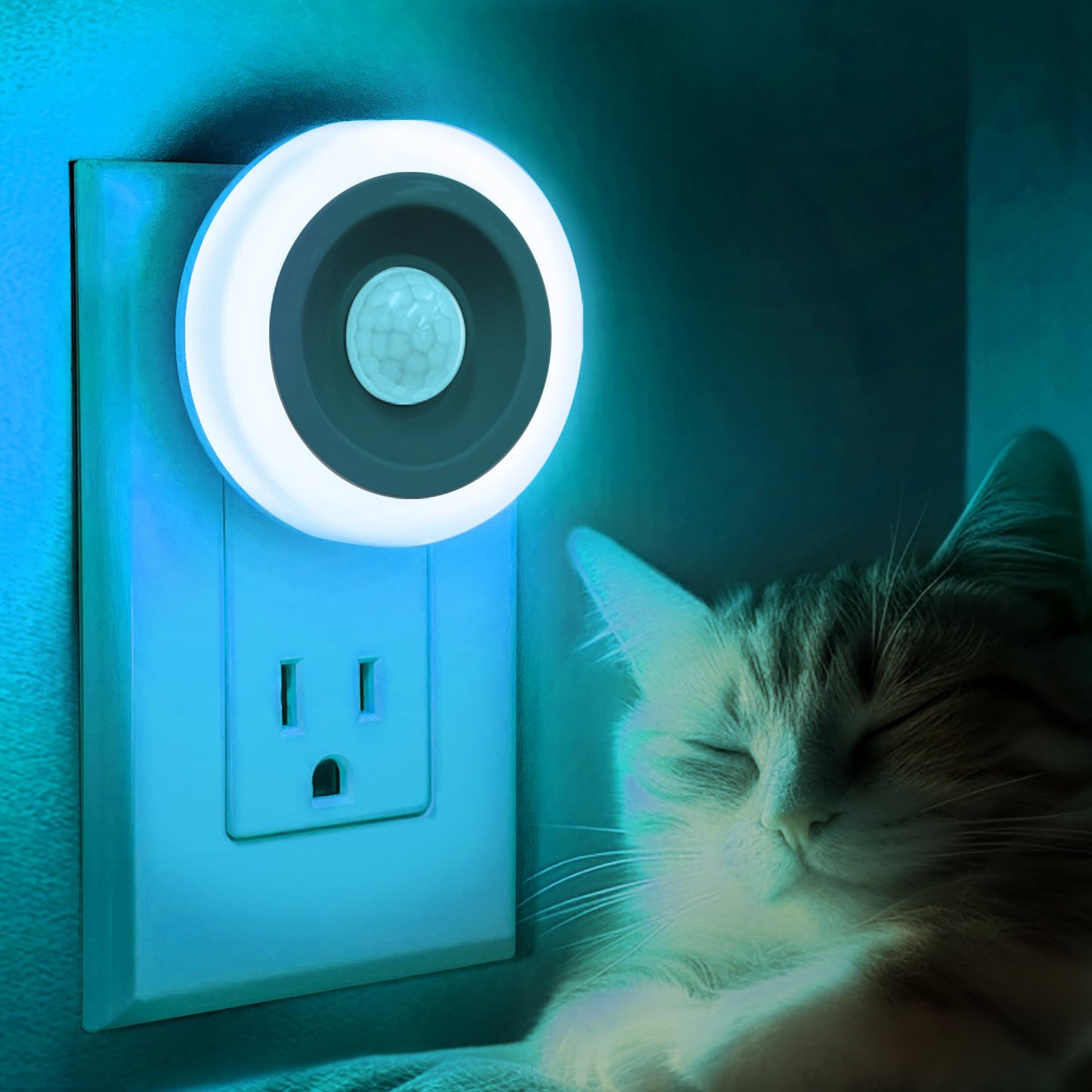 Briignite Motion Sensor Night Light, Auto On/Off, 2 Pack, Azure Blue, Energy-Saving 0.6W LED