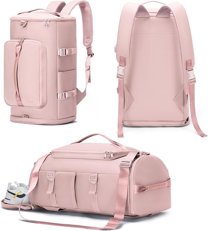 MIYCOO Gym Bag with Shoes Compartment and Wet Pocket - Sports Duffle for Men and Women, Travel Backpack Weekender Overnight Bag Pink