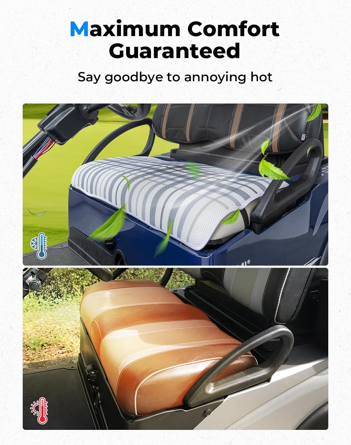 KEMIMOTO Universal Golf Cart Seat Towel Blanket Covers for All Weather, Compatible with EZGO, Club Car and More 2-Seat Golf Carts