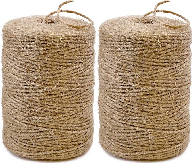 PerkDecor 2Pack 2mm Natural Jute Twine String 1600 Feet Long Twine String for Crafting Gardening Gift Wrapping Macrame DIY...