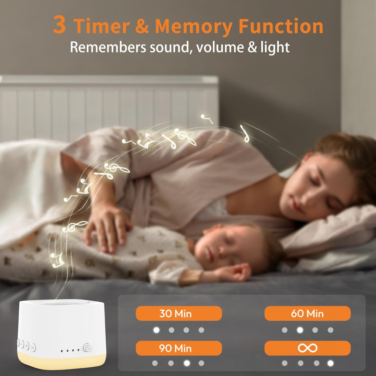 Portable Sound Machine for Sleep, White Noise Sound Machine for Travel with Night Light, Long-Lasting Power Mini Noise Machine with 16 Soothing Sounds,Memory,Timer for Adults Baby Office Privacy,Hotel