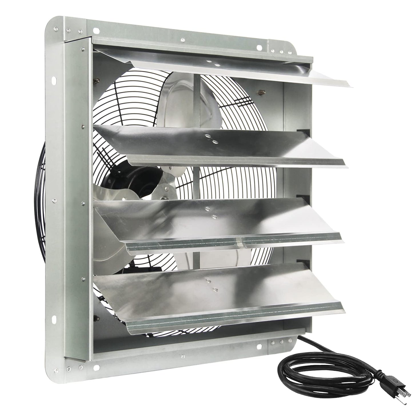 Jpower 18 Inch Shutter Exhaust Fan, Gable Vent Fan, Wall Mount Ventilation, High Speed 2600 Cfm, Automatic Aluminum Blades, For