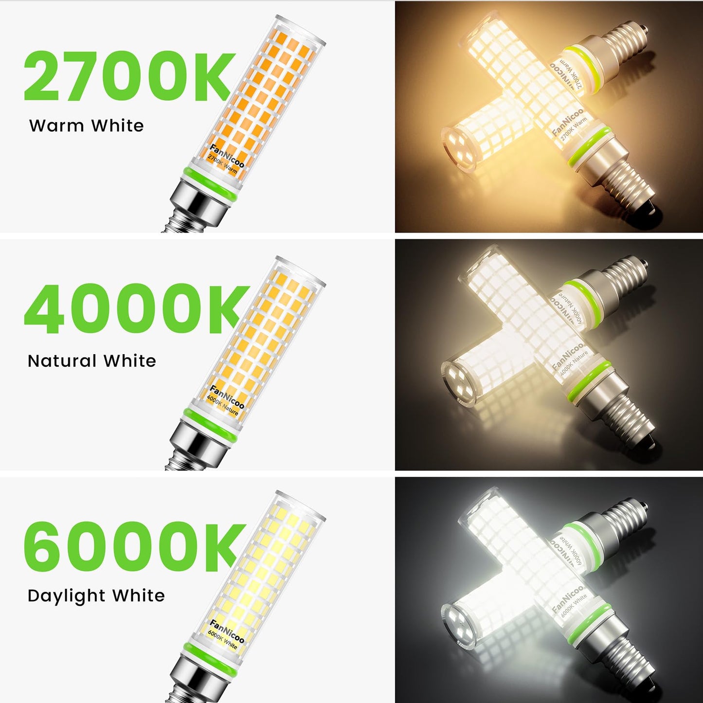 E12 Led Bulb 100W Equivalent 1200Lm 2700K Led Candelabra Bulbs Warm White 10W T6 C7 Candle Light Bulbs For Ceiling Fan Pendant Lighting Salt Lamp Non-Dimmable(5Pack)