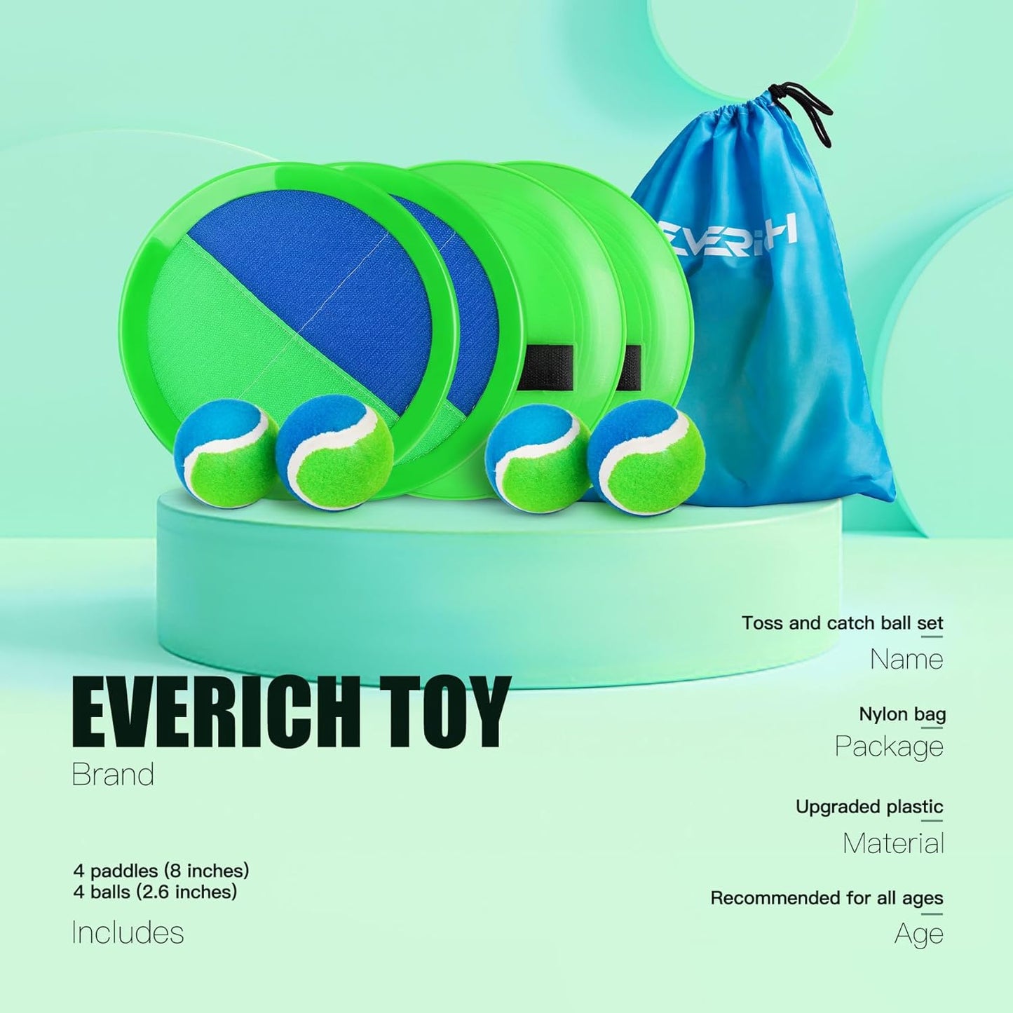 EVERICH Upgraded Toss and Catch Ball Game Set, Outdoor Games for Kids Toys, Stocking Stuffers for Family Games, Beach Pool Yard Outside Toys for Boys Girls 3 4 5 6 7 8-12 Years Old