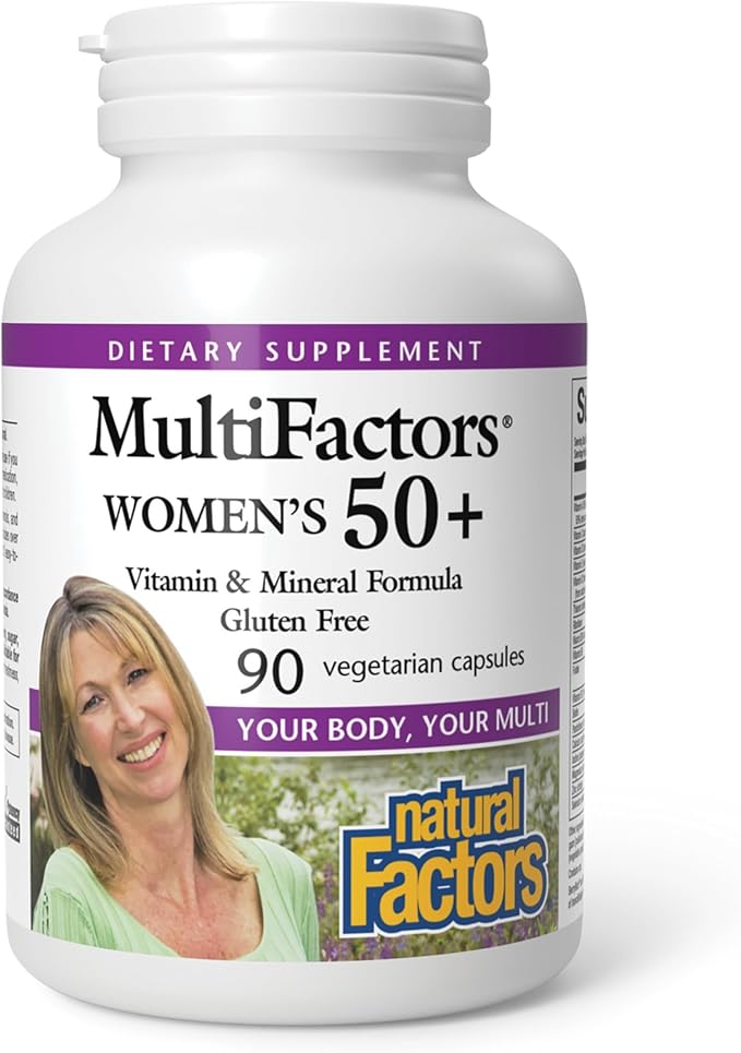 MultiFactors by Natural Factors, Women's 50+ Multivitamin & Mineral Formula, Dietary Supplement for Nutritional Support, 90 capsules (30 servings)