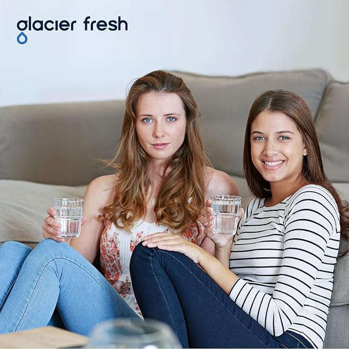 GLACIER FRESH Gravity-fed Water Filter System, Stainless Steel 3G Gravity Water Filter with 6 Filters, Metal Water Level Spigot, and Stand, for Home, Camping, and RVing
