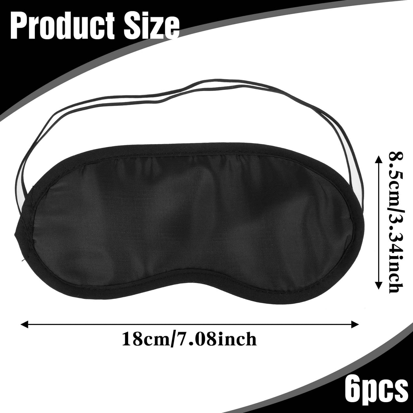 COMNICO 6pcs Blindfold Eye Mask Shade Cover Eye Mask Sleep Masks Sleeping Mask Party Supply with Adjustable Strap for Men and Women (Black)