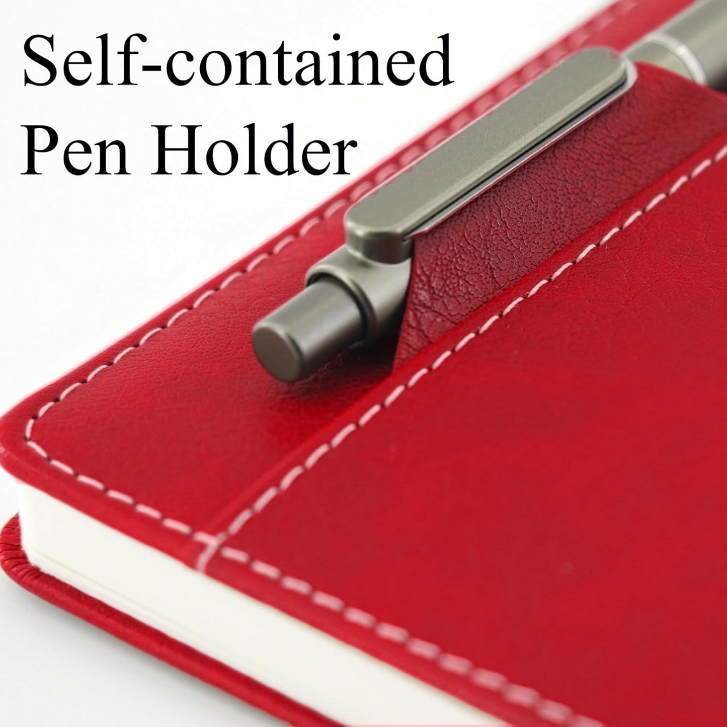 SLFreMint Premium Hardcover Notebook with Pen and Pen Holder Clip, Card Pockets, 240 Pages, College Ruled, 80GSM, Leather Note Book for Work, Study, Diary and Other Scenarios, Suitable Journal for Both Men and Women