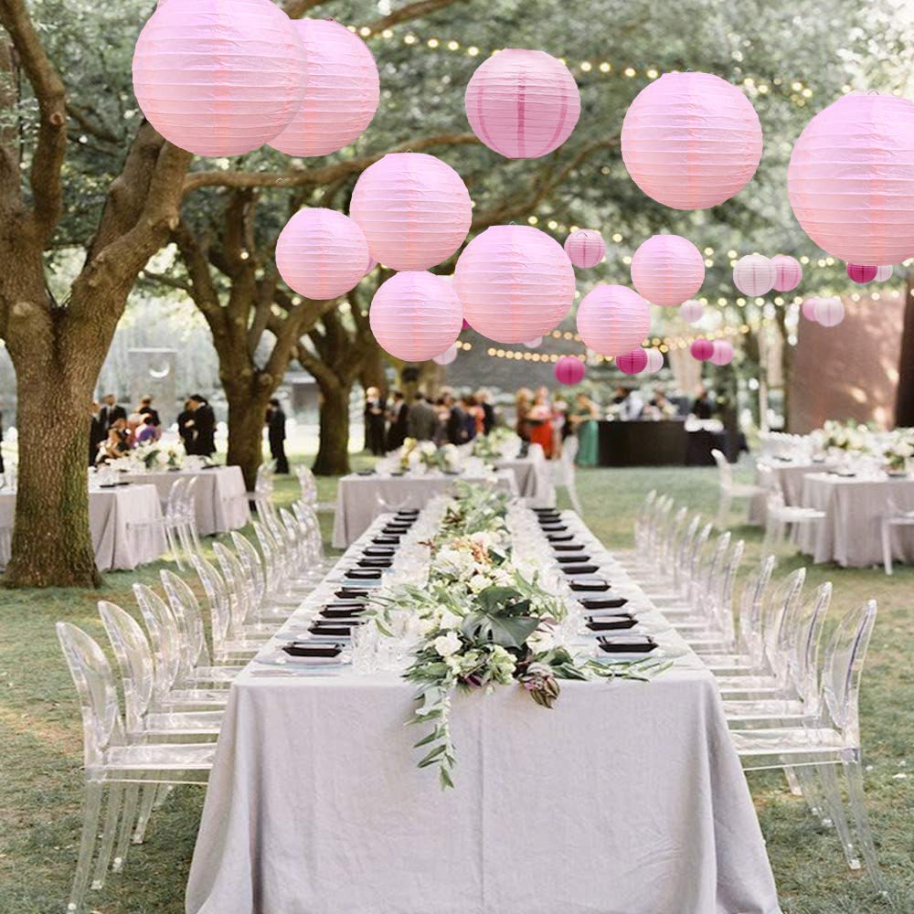 Beishida Pink Round Paper Lanterns - 10 Pack Decorative Chinese Lanterns For ValentineS, Birthdays, Weddings, And Baby Showers