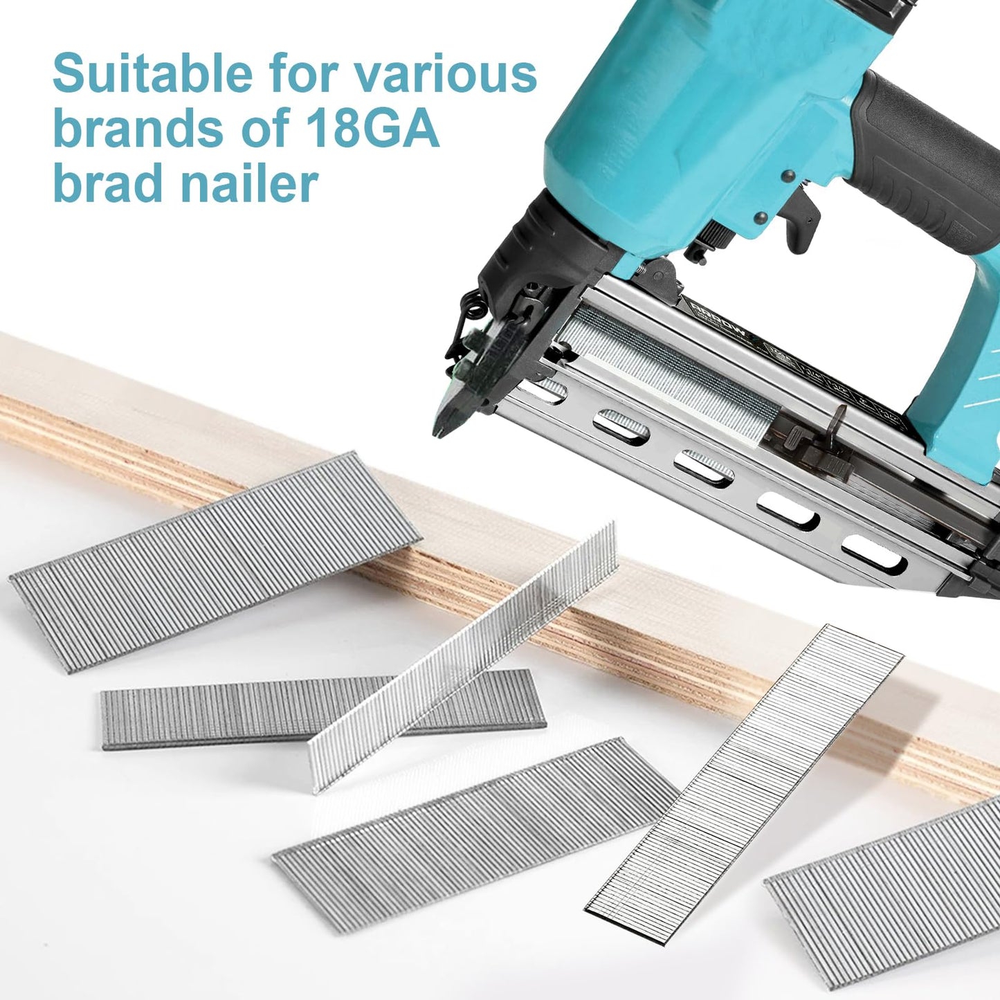 18 Gauge Brad Nails, Galvanized Nail Gun Nails for Pneumatic, Electric Brad Nail Gun, 18 GA Brad Nails (Combination 1500PCS)