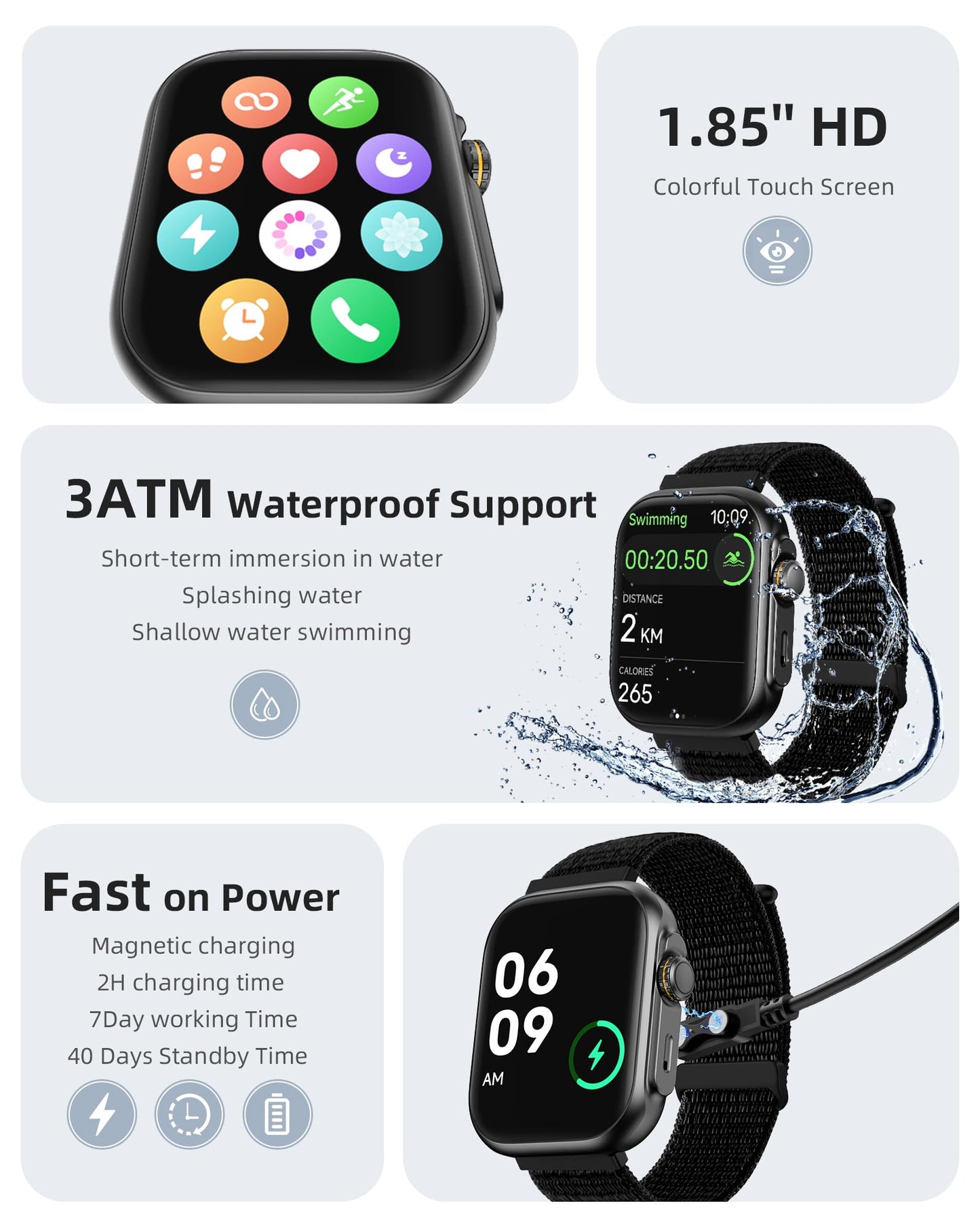 Parsonver Built-in GPS Smart Watch for Men Women with Bluetooth Calling, GPS Fitness Activity Tracker 100+ Sport Modes, Heart Rate Sleep Monitor, Waterproof Pedometer for Android & iPhone(Two Bands)