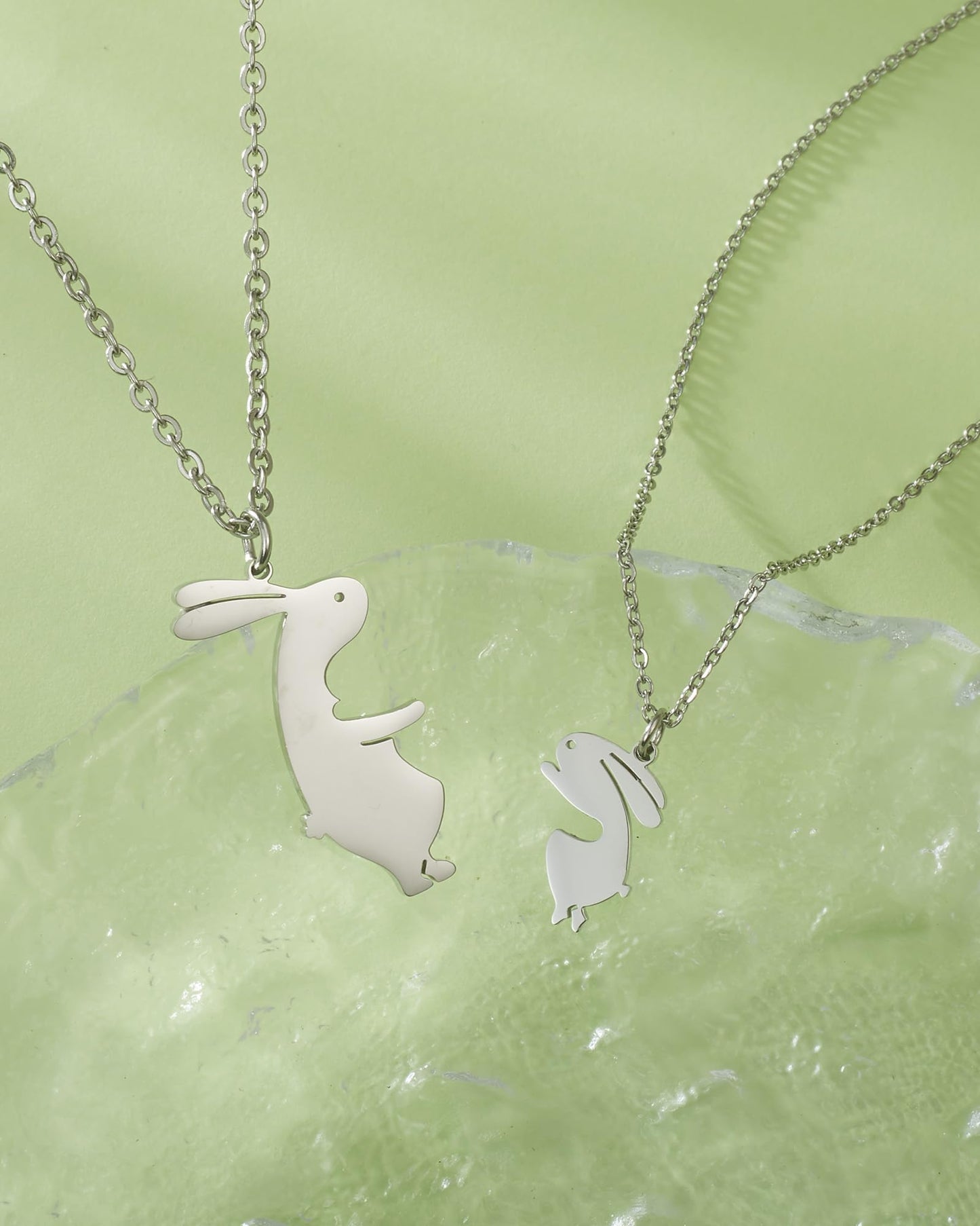 HOFOYA Rabbit Matching Mom and Daughter Necklace 2 - Grandma and Teen Granddaughter Necklace Set 2 Cute Cartoon Bunny Family Lov