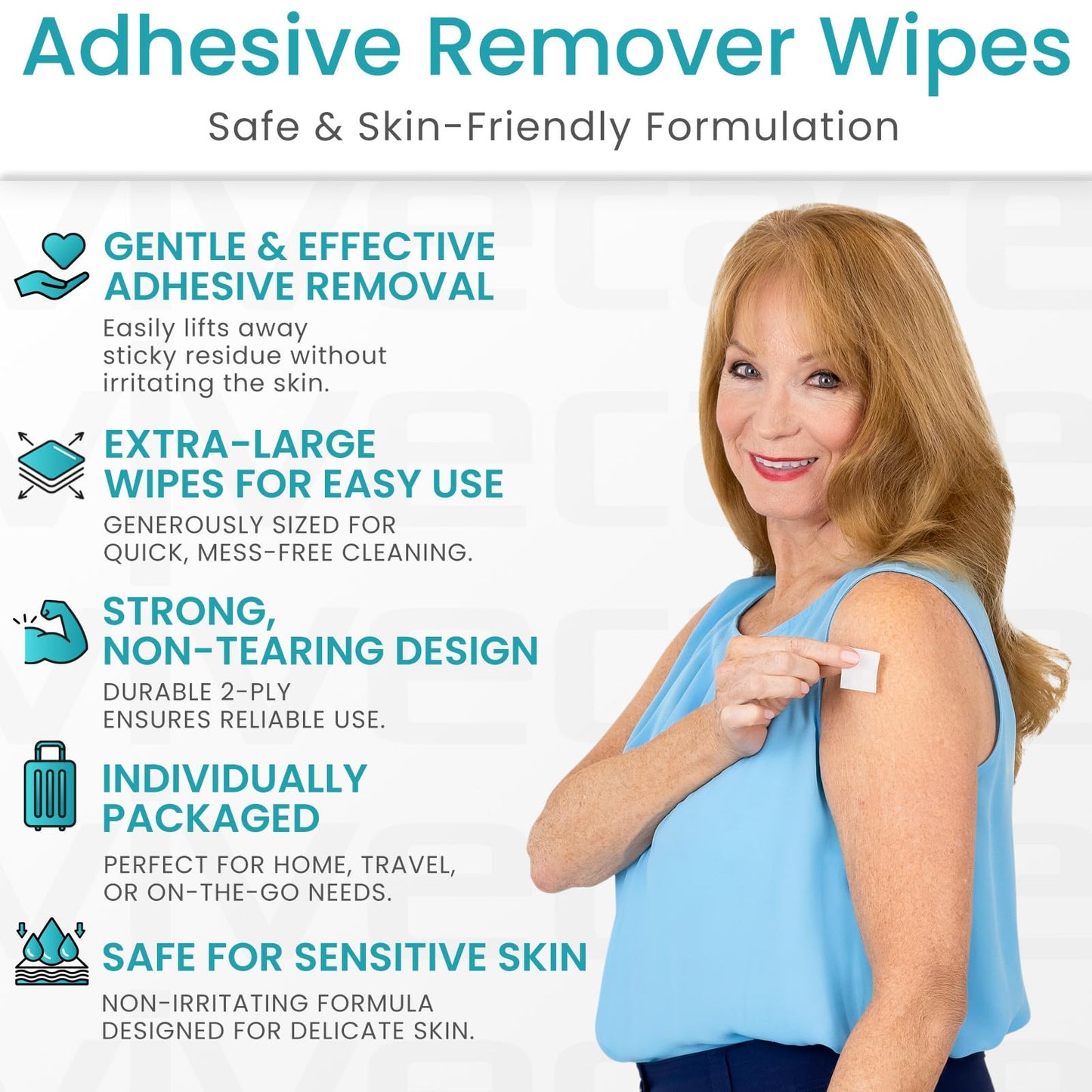 ViveCare Medical Adhesive Remover Wipes for Skin (50 Pack) - No Sting Adhesive Remover Pads - Ostomy & Stoma Adhesive Removal Wipes & Cleaner - Adhesive Barrier
