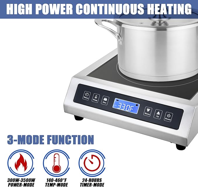 Commercial Induction Cooktop, Portable Electric Countertop Burner with Sensor Touch and LCD Screen(3500W/220V),Commercial Grade Induction cooker for Hotel Restaurant School