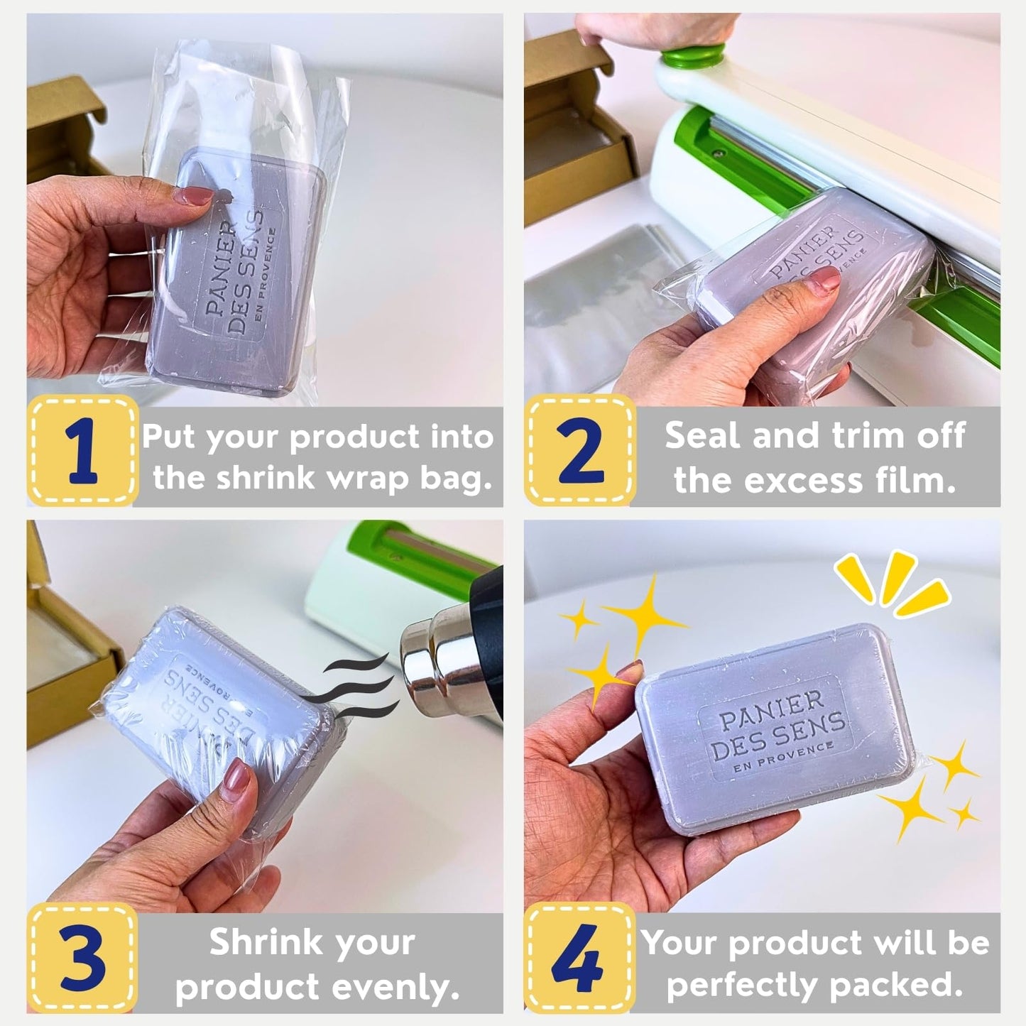 WeiWei - 500 PCS 4x6 inch PVC Shrink Wrap Bag Odorless 100 Gauge for Soap, Bath Bomb