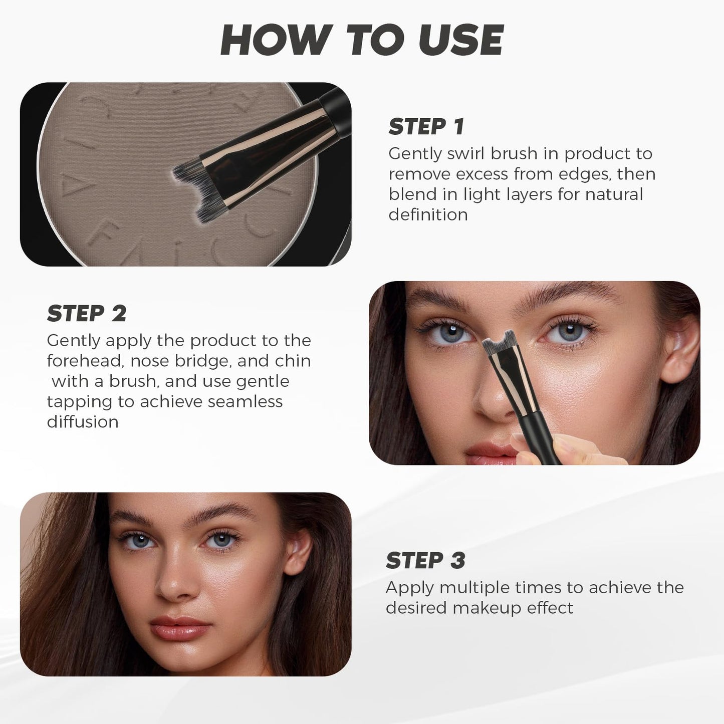Cool Toned Contour Palette with 2 IN 1 Nose Contouring Brush & Mirror, ?Delicate Texture??Multi-Purposes & Buildable??Long Lasti