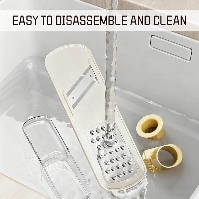 Mini Garlic Slicer,Functional Mandoline Slicers,Veggie Shredder,3 in 1 Ginger Garlic Grater with Hand Guard, Grinder Vegetable Mandoline Cutter with Container (White)