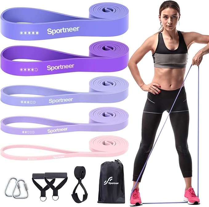 Sportneer Resistance Bands for Working Out: Pull Up Bands 5-130lb 5 Levels Exercise Bands Workout Bands Set with Handles &...