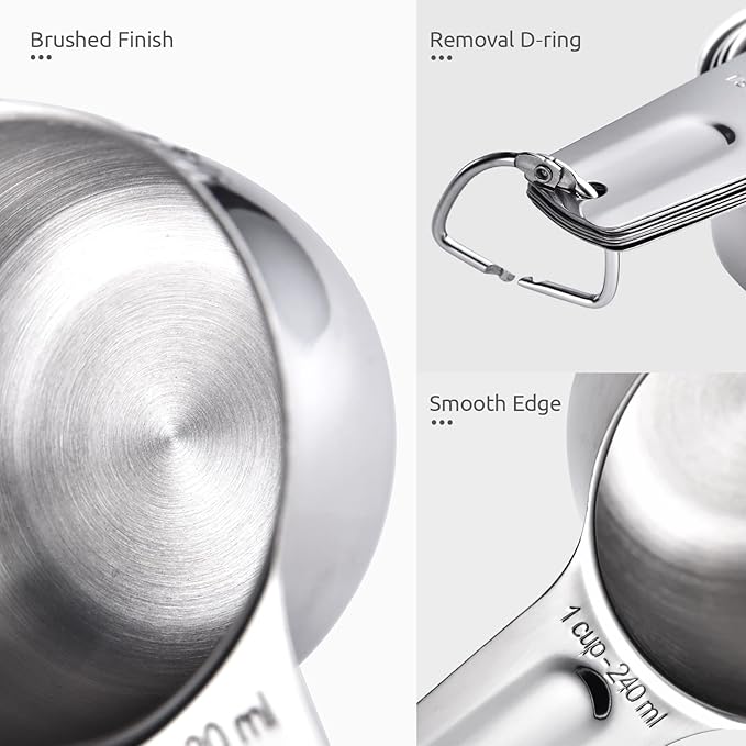U-Taste Measuring Cups and Spoons Set of 15 : 7 Measuring Cups and 7 Measuring Spoons with 2 D-Rings and 1 Professional Magnetic Measurement Conversion Chart