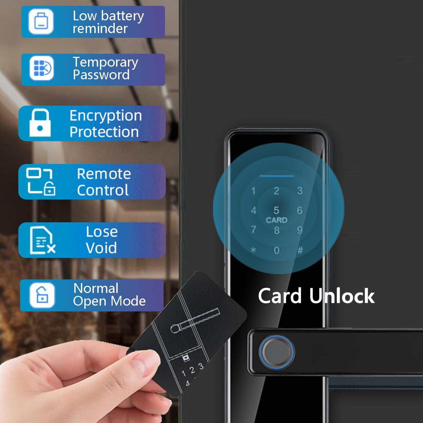TITUOLOCCK Smart Keyless Entry Door Lock with Handle,Fingerprint Lock Deadbolt,Auto Lock Deadbolt with Keypad,Biometric Door Lock, Smart Front Handle Set