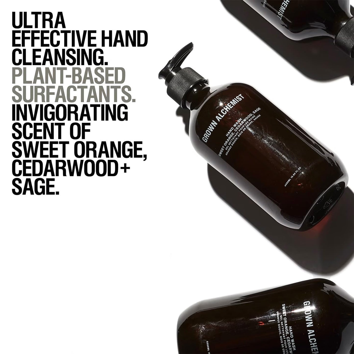 Grown Alchemist Invigorate Hand Wash Refill Pouch, Sweet Orange, Cedarwood, Sage. Soothe, Soap to Cleanse & Nourish Skin, (1L).