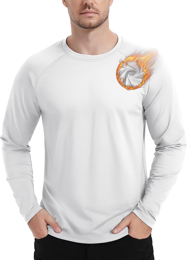 TACVASEN Men's Thermal Shirt Long Sleeve Fleece Lined Base Layer Lightweight Athletic Undershirt Winter Tops Workout