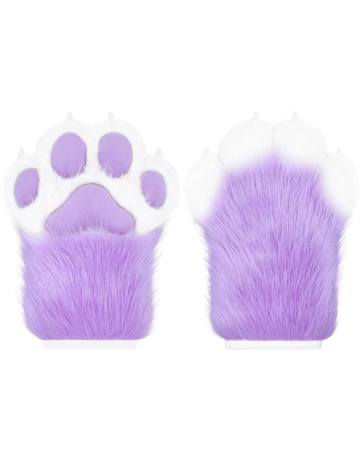 ZFKJERS Cosplay Animal Extended Fluffy Plastic Claws for Cat Fursuit Paws Gloves Adults Costume Accessories Set (Purple)