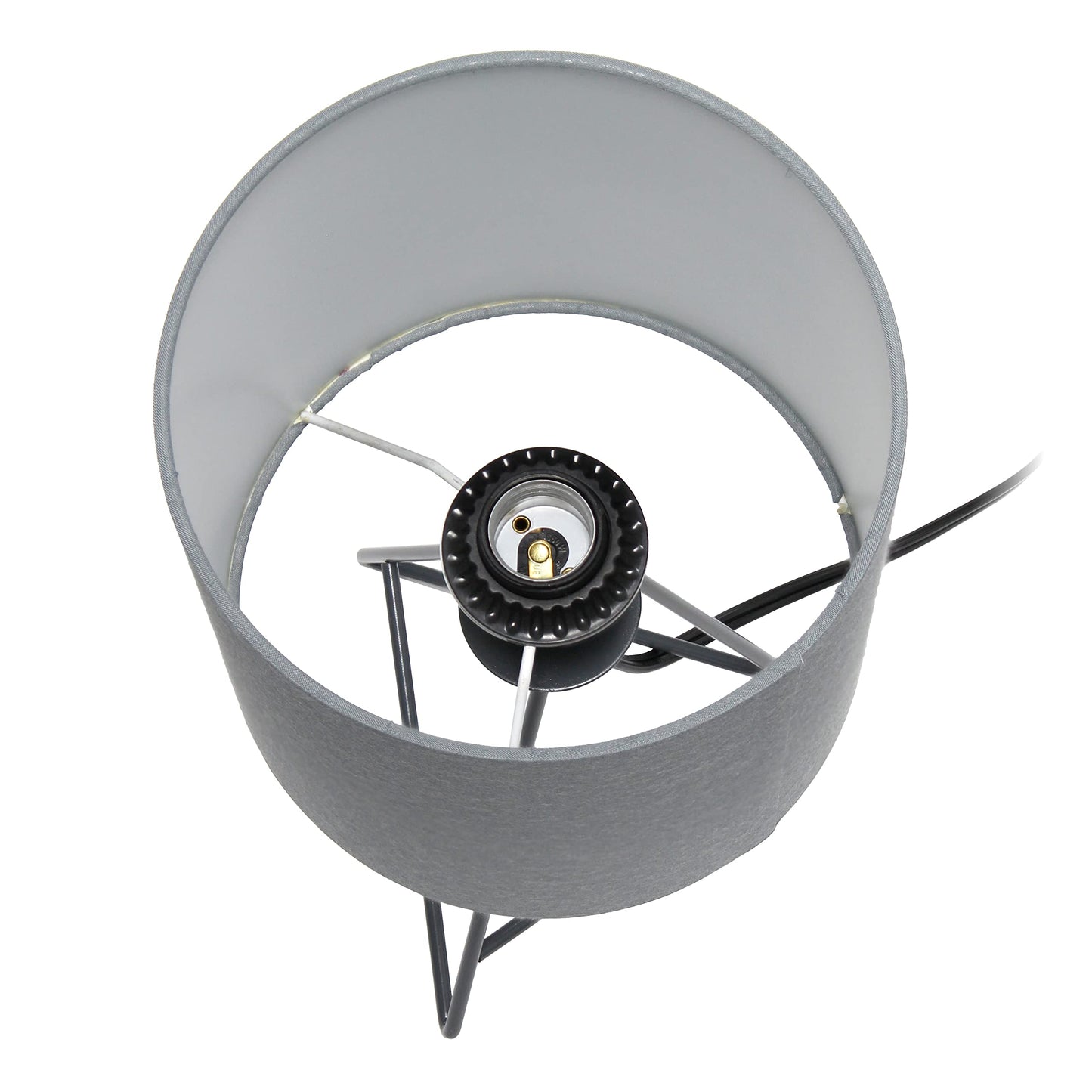 Simple Designs Lt2066-Wow 14 White Metal Table Lamp With Fabric Shade, No Bulb