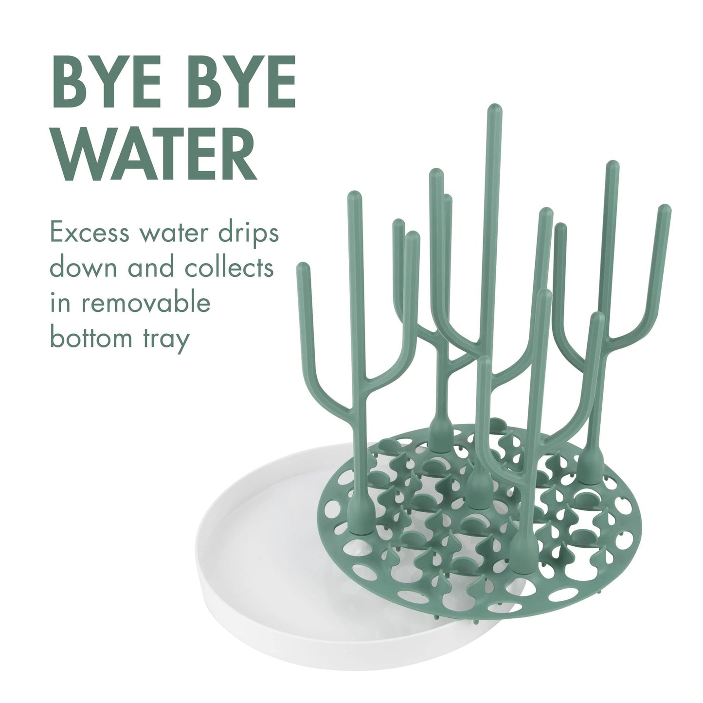 Boon Desert Countertop Baby Bottle Drying Rack & Cacti Cleaning Brush Set - Includes Bottle, Nipple, Detail, and Straw Brushes