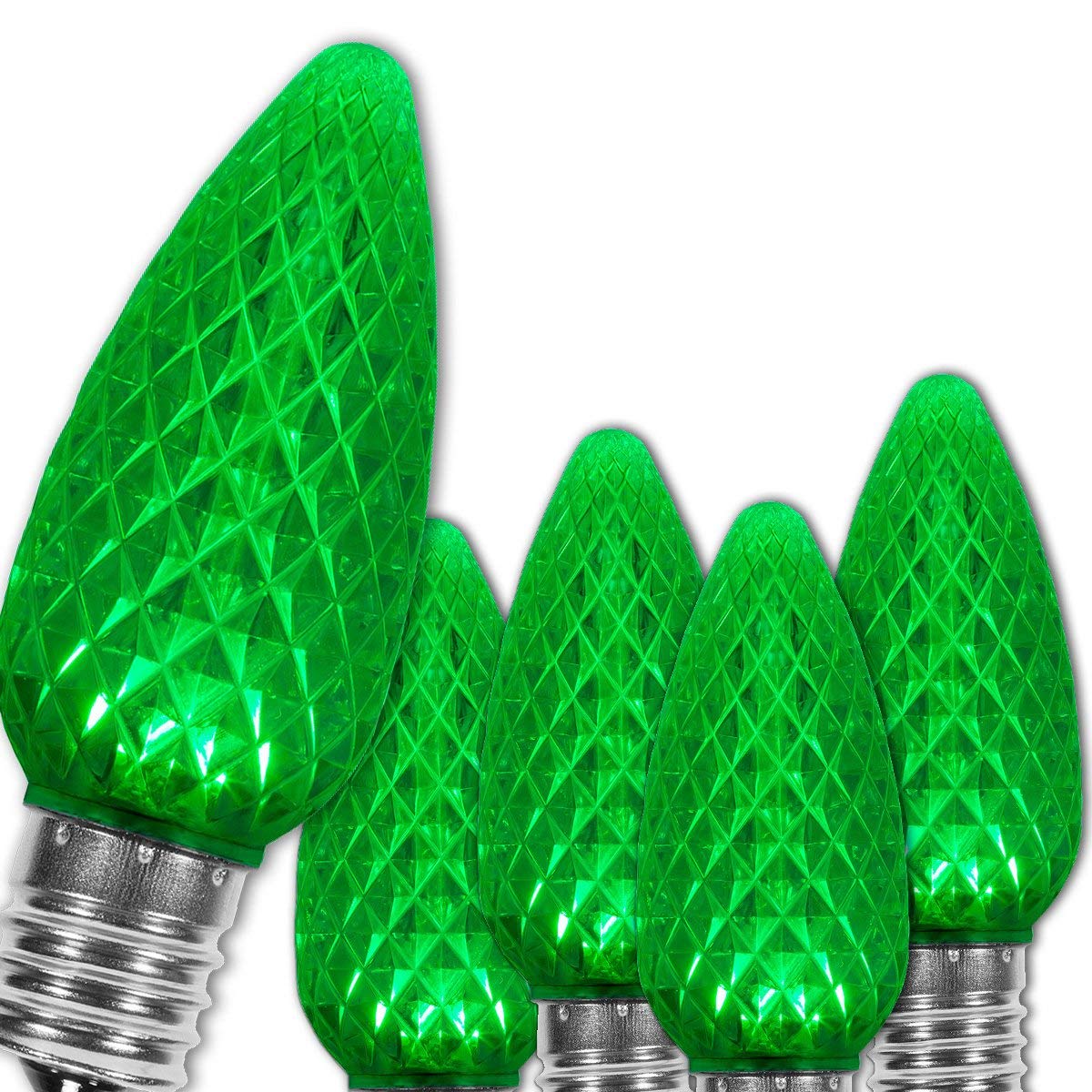 Wintergreen Lighting 25-Pack Opticore C9 Led Green Light Bulbs - Replacement Christmas Light Bulbs  Halloween  St. PatrickS Day  E17 Base (Faceted)
