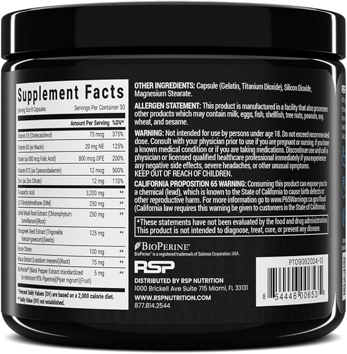 RSP NUTRITION Prime T - Testosterone Booster for Men, Natural Test Booster Pills, Lean Muscle Growth, Strength, Stamina & Healthy Sleep, 30 Servings