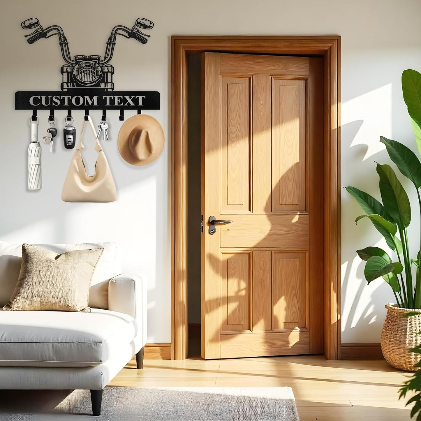 Personalized Key Rack Wall Mount - Custom Motorcycle Key Holder for Wall, Coat Rack Organizer, Jacket Holder, Key Hanger Wall Decor for Garage Entryway Office, Gift for Motorcycle Lovers