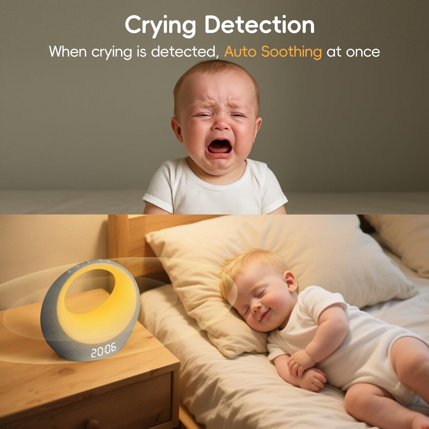 Gianna Baby Sound Machine - Auto-Soothing, Customizable Recording, 26 Soothing Sounds, 8 Eye-Care Lights, APP-Controlled White Noise Machine, Rechargeable Sleep Trainer - Ideal for Nurseries, Bedrooms