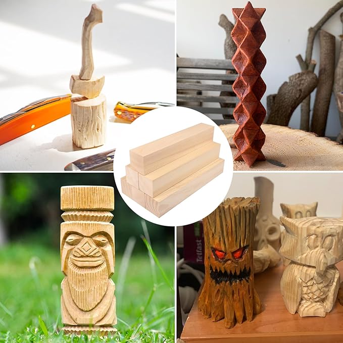 10 Pack Basswood Carving Blocks, 12x2x2 Inches Basswood Blocks for Beginner to Advanced Carvers, Ideal for DIY Projects and Gifts, Soft and Smooth, Easy Whittling and Carving,by GNIEMCKIN