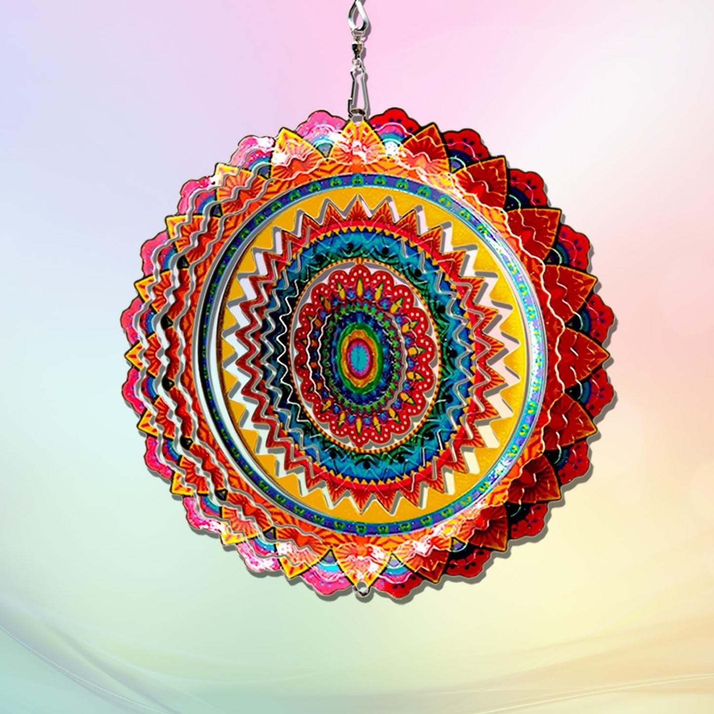 Fonmy Stainless Steel Wind Spinner Worth Gift Indoor Outdoor Garden Decoration Crafts Ornaments 6 Inch Multi Color Mandala Wind Spinners