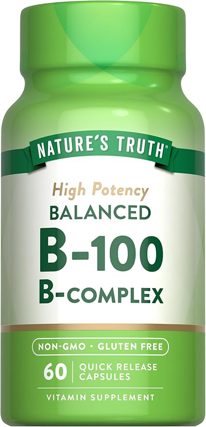Nature's Truth Vitamin B Complex | 60 Capsules | High Potency B-100 | Non-GMO & Gluten Free Supplement