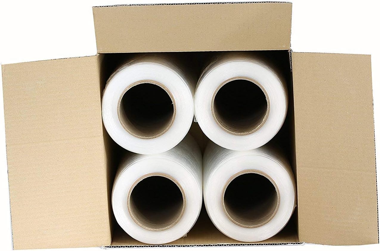 PackageZoom 4 Rolls 15" x 1500 Ft Stretch Wrap Heavy Duty, 55 Gauge High Performance Stretch Film Replaces 80 Gauge Low Films, Clear Hand Stretch Wrap