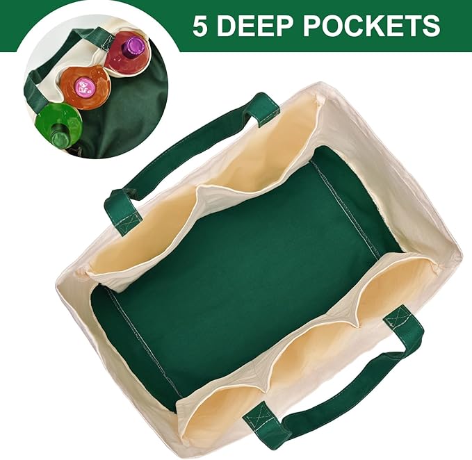 Reusable Grocery Bags Heavy Duty, 8.3 gal Foldable Large Canvas Tote Bag with Handles, Holds 60 lbs Canvas Shopping Bags, 1 Pack（Retro Green）