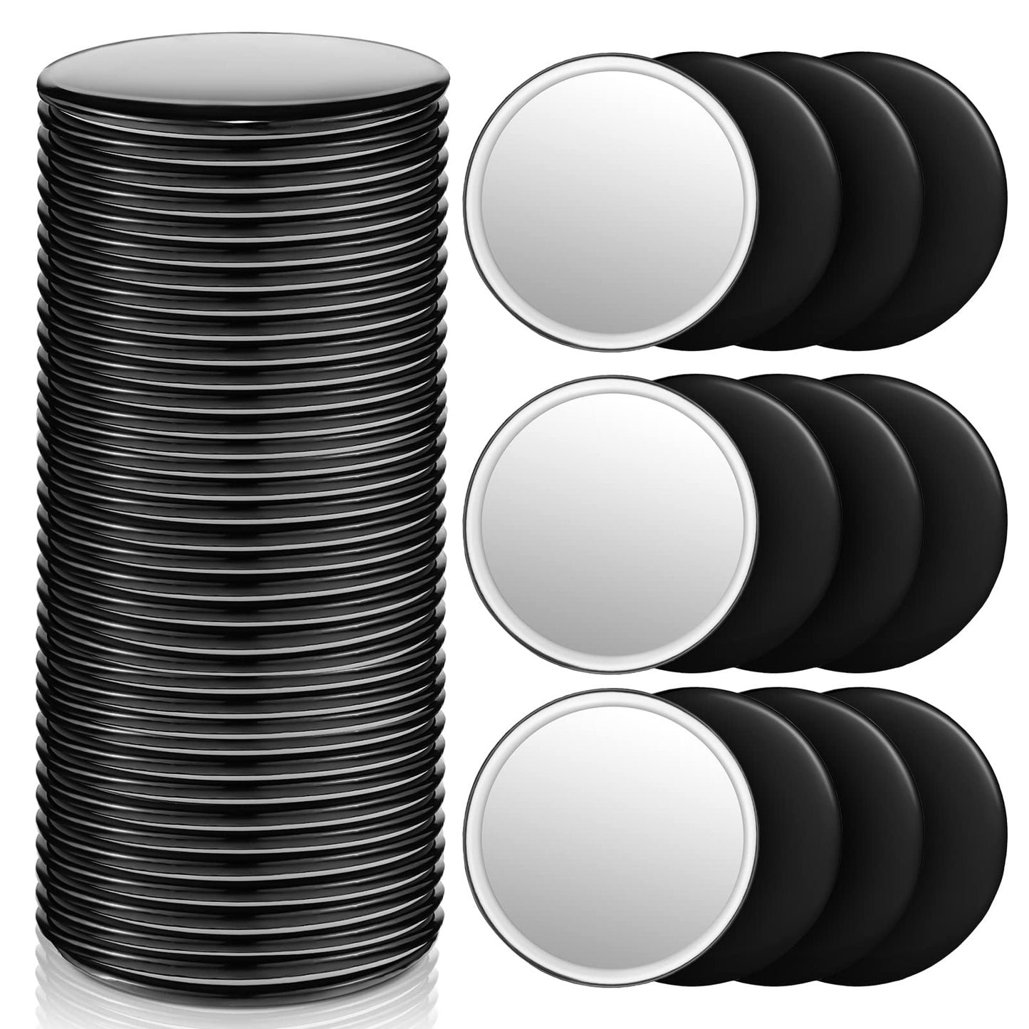 Blulu Compact Mirror Bulk Mini Portable Round Small Makeup Pocket Mirror for Purse Women Travel Daily Use, 2.76 Inch(Black,36 Pi