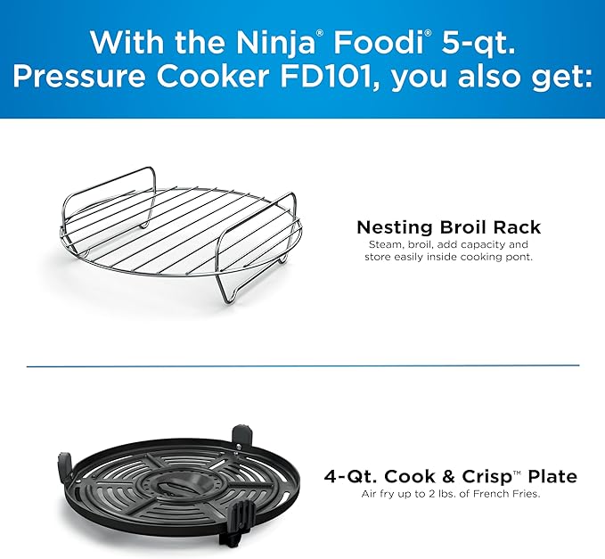 Ninja Foodi 10-in-1 Pressure Cooker & Air Fryer, 5 Quart - Stainless Steel Multi-Cooker with Precise Heating - Perfect Holiday Gift & Healthy Fast Cooking (FD 101)