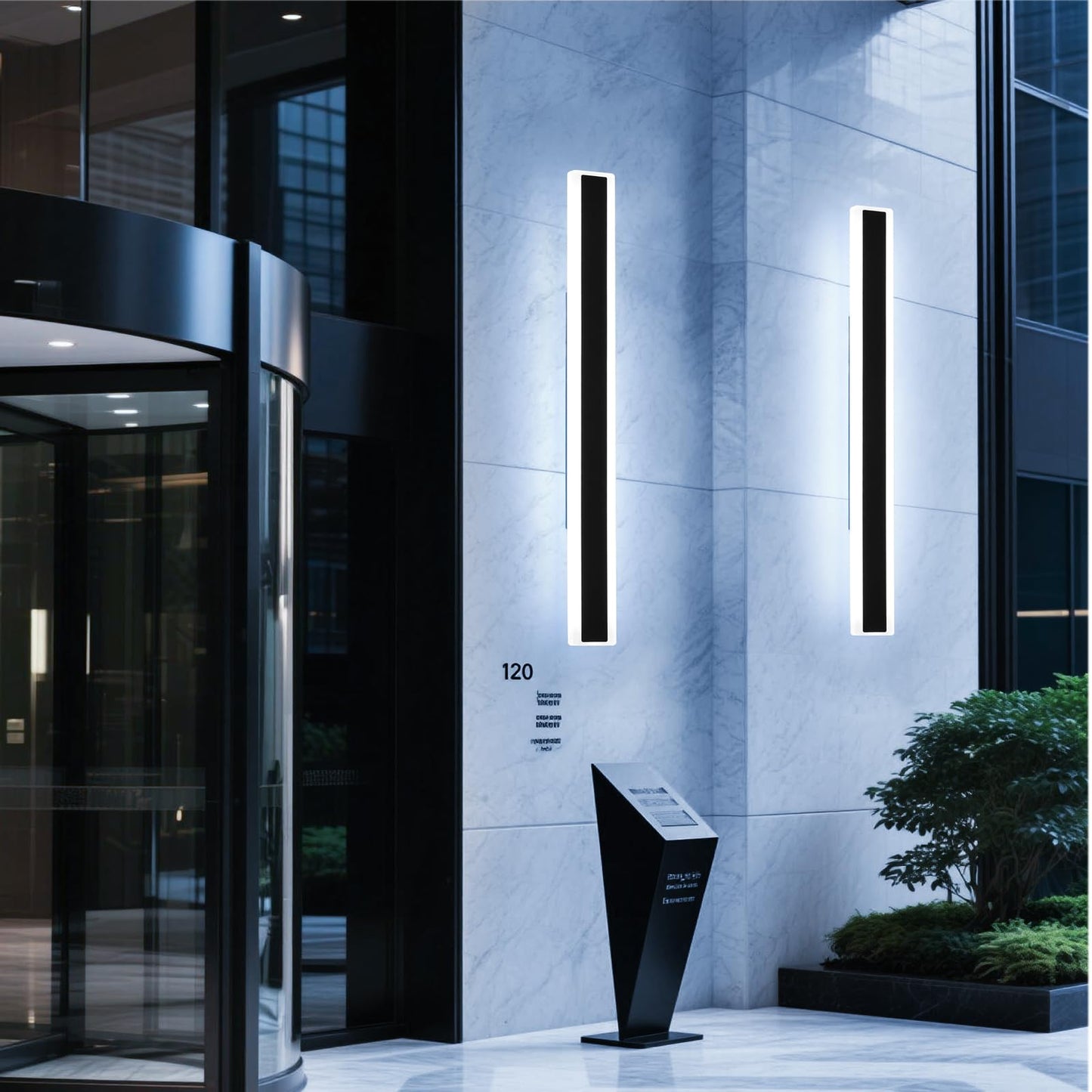 Mikeru 2Pack 39.3Inch Long Led Wall Light  6000K Cool White Modern Outdoor Wall Light Ip65 Waterproof Black Acrylic Porch Exterior Lighting Fixtures  Exterior Wall Mount Lights