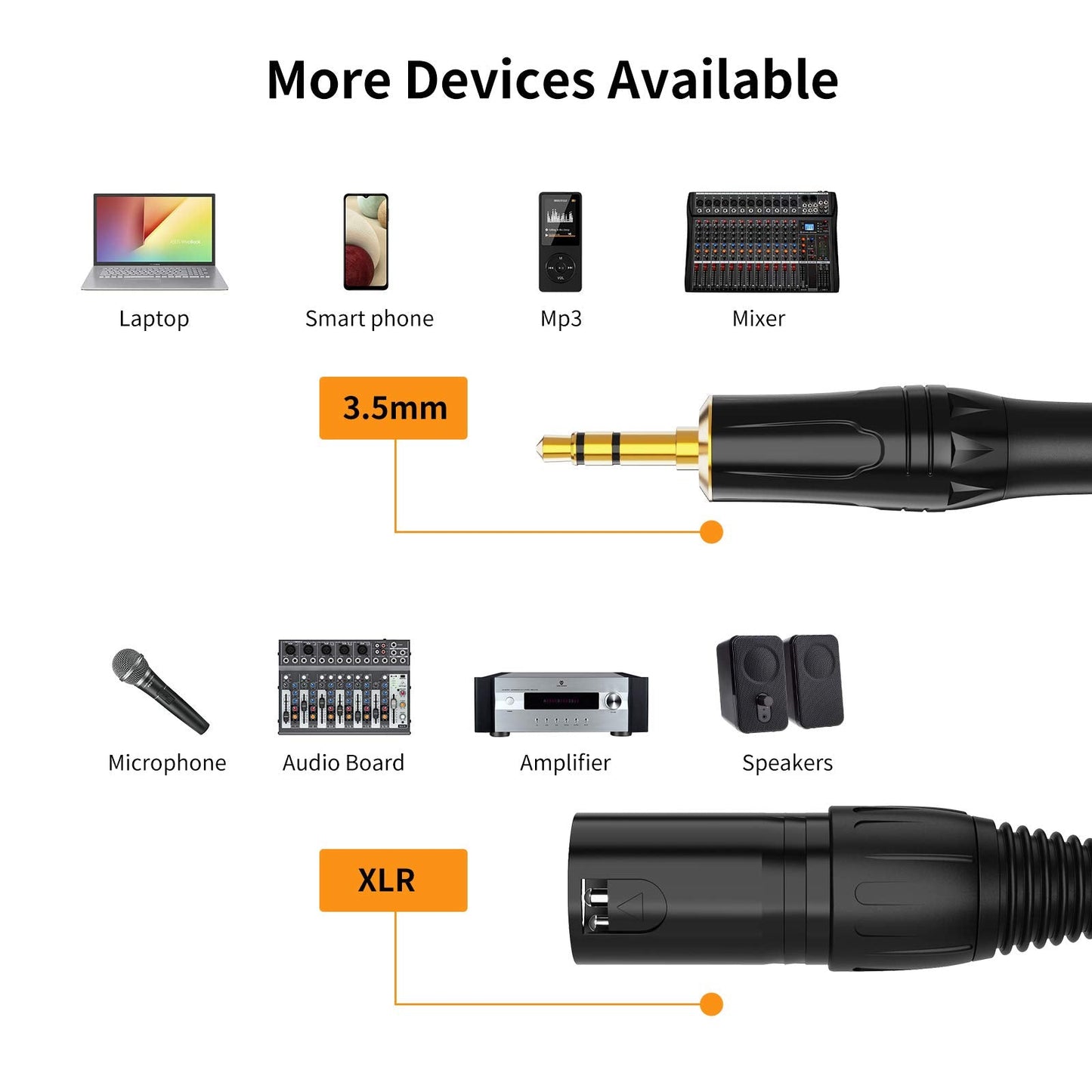 Cablecreation 3.5Mm To Xlr, 6 Feet 3.5Mm (1/8 Inch) Trs Stereo Male To Xlr Male Cable Compatible With Iphone, Ipod, Tablet, Lapt