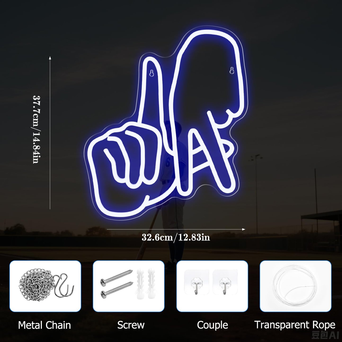 La Baseball Neon Sign Dimmable Gesture Los Angeles Neon Lights For Man Cave Baseball Team Logo Led Sign For Wall Decor Bedroom Party Birthday Christmas Gift Fans