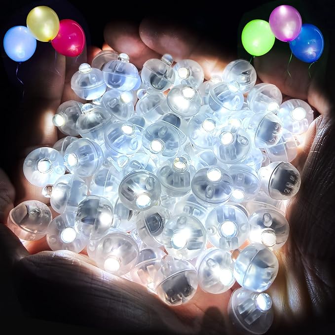 ZGWJ 100PCs Balloon Lights, Mini Round Led Ball Light up Balloons for Paper Lantern, Neon Party Lights Easter Eggs Christmas Halloween Birthday Party Wedding Decoration